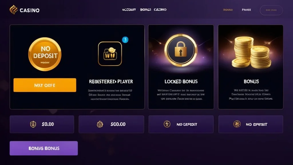 Casino dashboard showing a no deposit reward for registered players