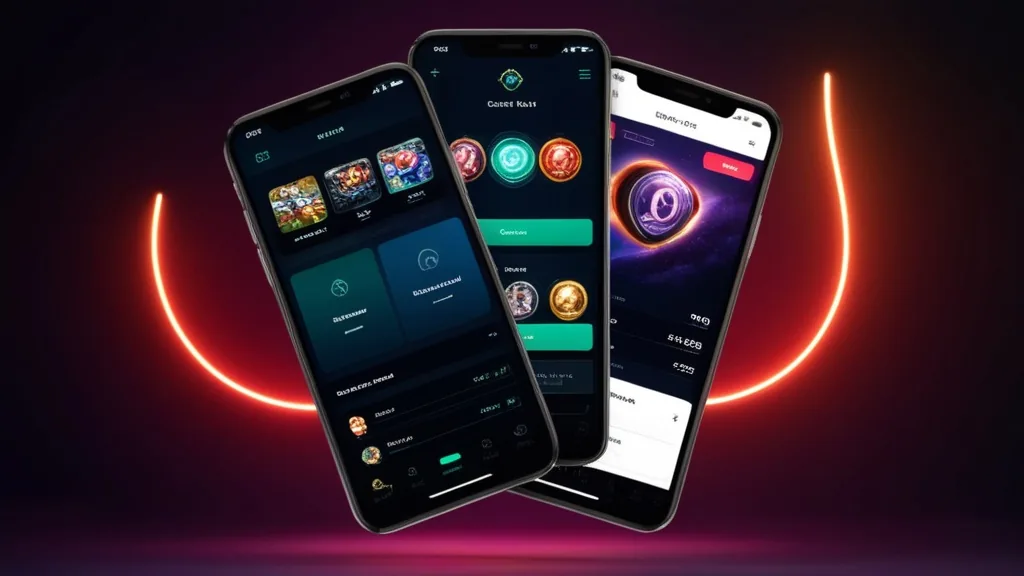 Mobile casino app interface with lobby, balance, and support icons on a dark background