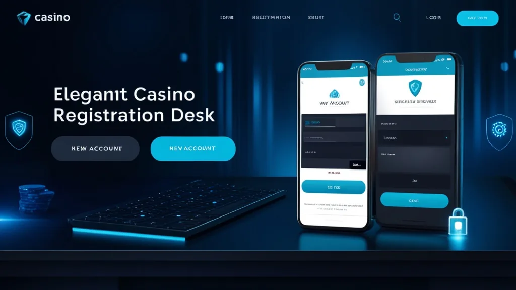 Split-screen casino registration and login interface in a dark modern style